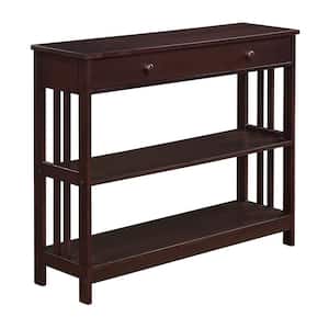 Mission 39.5 in. Espresso Standard Height Rectangular Wood Top Console Table with 1 Drawer and Shelf