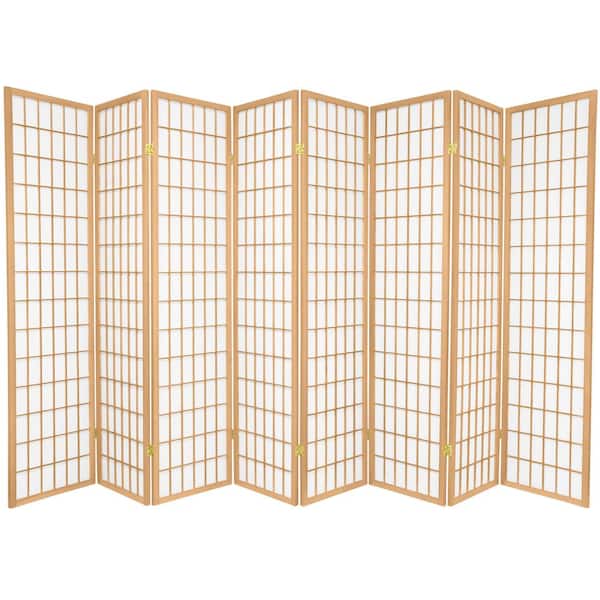 6 & 8 Panel Japanese Oriental Room Divider Privacy Wall Wood and Rice Paper 70"H 