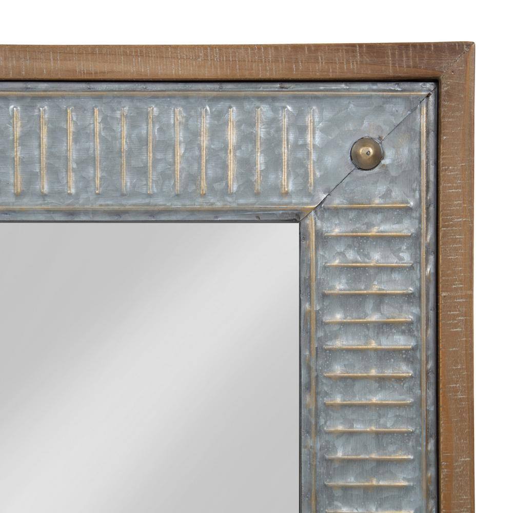 Rustic Brown Wood and Metal Full-Length Rectangular Mirror