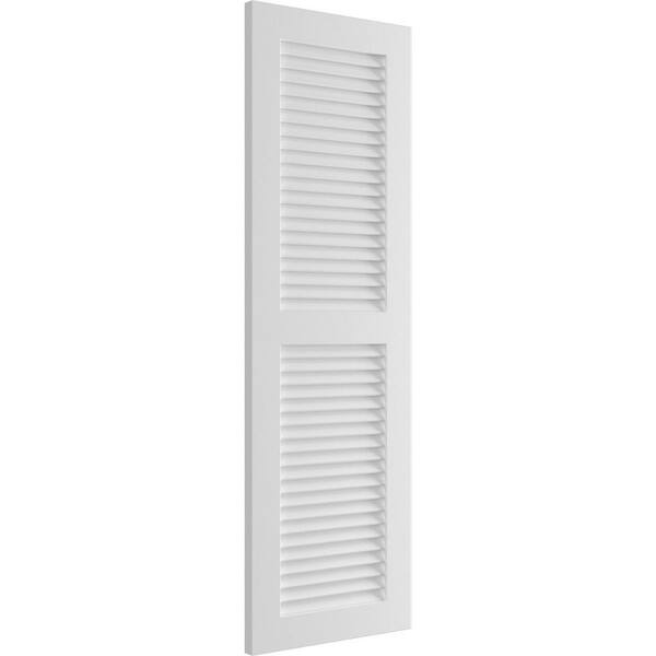 2-Piece Wood-grain Black Louvered Vinyl Exterior Shutter With Hardware 15X60 in 
