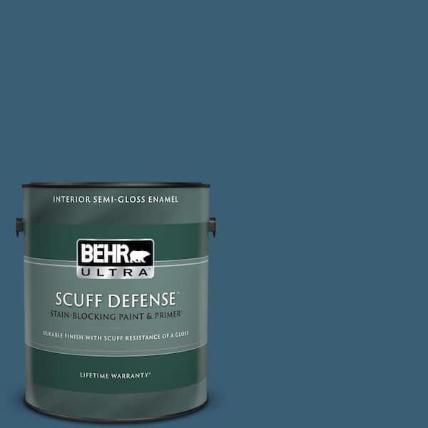 BEHR ULTRA 1 gal. #S490-7 Superior Blue Extra Durable Semi-Gloss Enamel Interior Paint & Primer