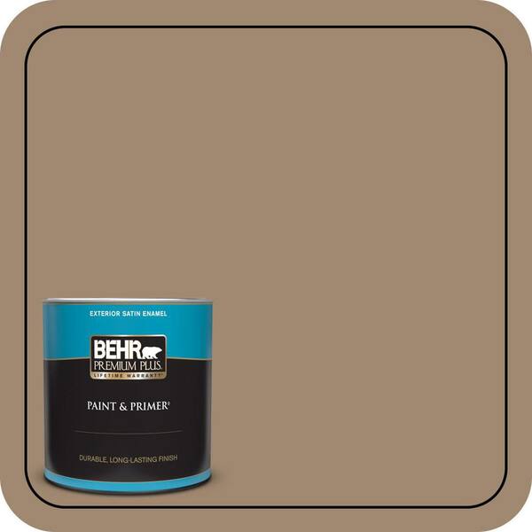 BEHR PREMIUM PLUS 1 qt. #700D-5 Toffee Crunch Satin Enamel Exterior Paint & Primer