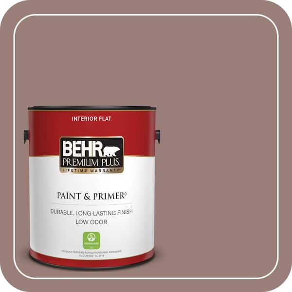 BEHR PREMIUM PLUS 1 gal. #180F-5 Cougar Flat Low Odor Interior Paint & Primer