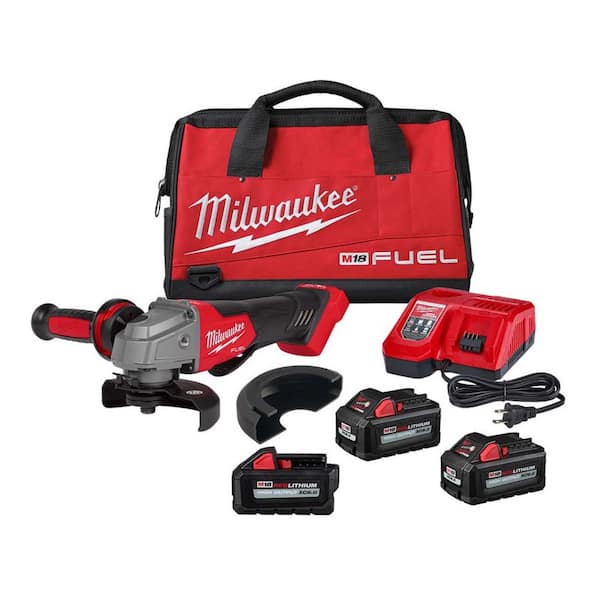 Milwaukee M18 FUEL 18V Lithium-Ion Brushless Cordless 4-1/2 in./5 in. Grinder, Paddle Switch Kit with (3) 6.0 Ah Batteries