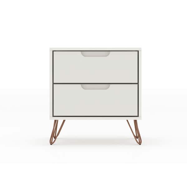 Luxor Intrepid 2.0 Off White Mid-Century Modern 2-Drawer Nightstand