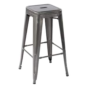 Zolnes 29 in. Silver Backless Metal Frame Bar Stool with Metal Seat (Set of 40)