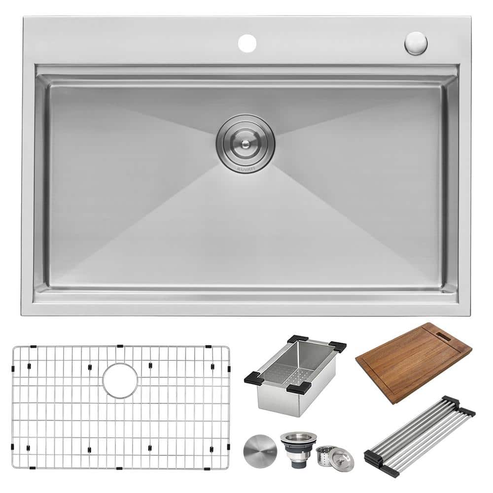 Ruvati 34" Stainless Steel Single Bowl Workstation Kitchen Sink