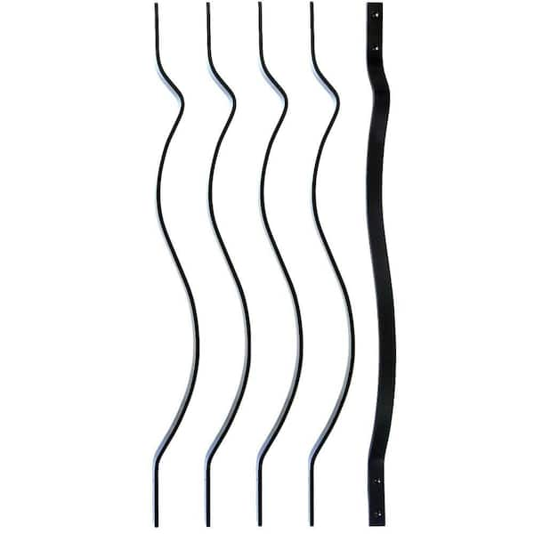 Pegatha 32-1/4 in. x 1 in. Black Aluminum European Style Deck Railing Baluster (5-Pack)