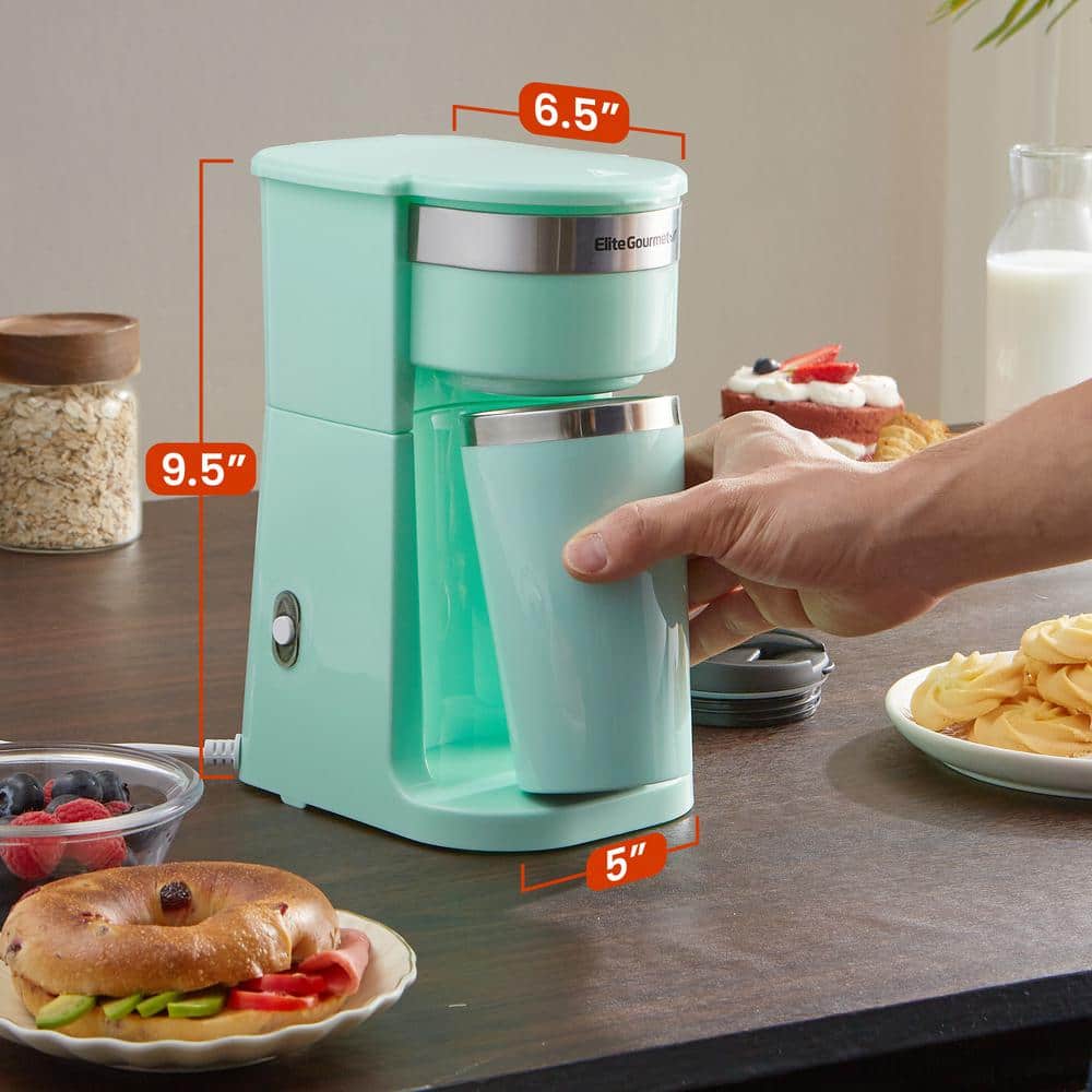 Mint Green Single Serve Coffee Maker with Travel Cup
