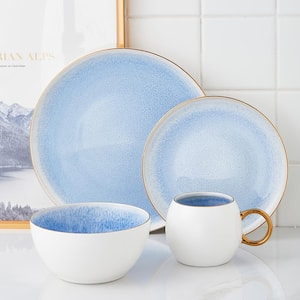 Stone Lain Josephine 16-Piece Dinnerware Set Porcelain, Service For 4, Blue