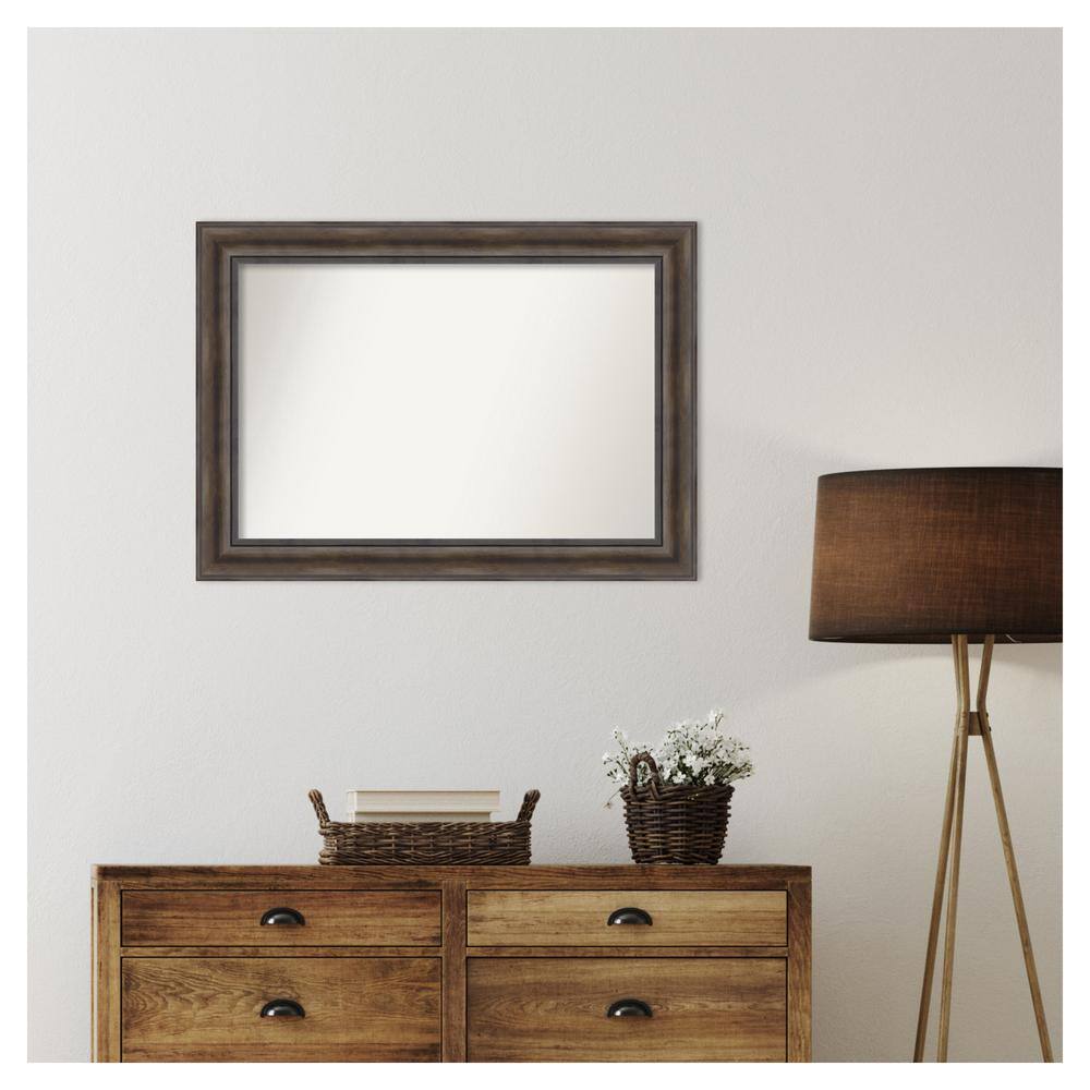 Rustic Pine Brown Wood Framed Bathroom Vanity Mirror