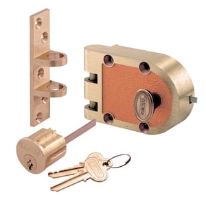 Bronze Deadlock with Single Cylinder and Flat Strike, Brass, Deadbolt