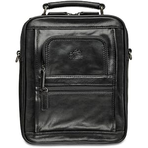Arizona 8.5 in. W x 3.5 in. D x 10 in. H Black Leather Double Compartment Crossbody Bag