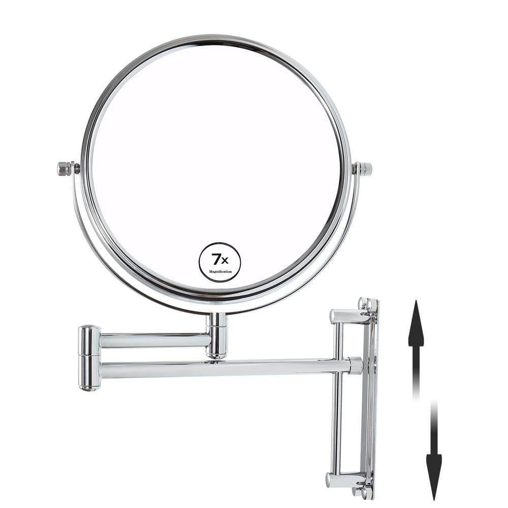 INSTER 8 in. DoubleSided 1x/7x Magnifying Retractable WallMounted Bathroom Makeup Mirror with