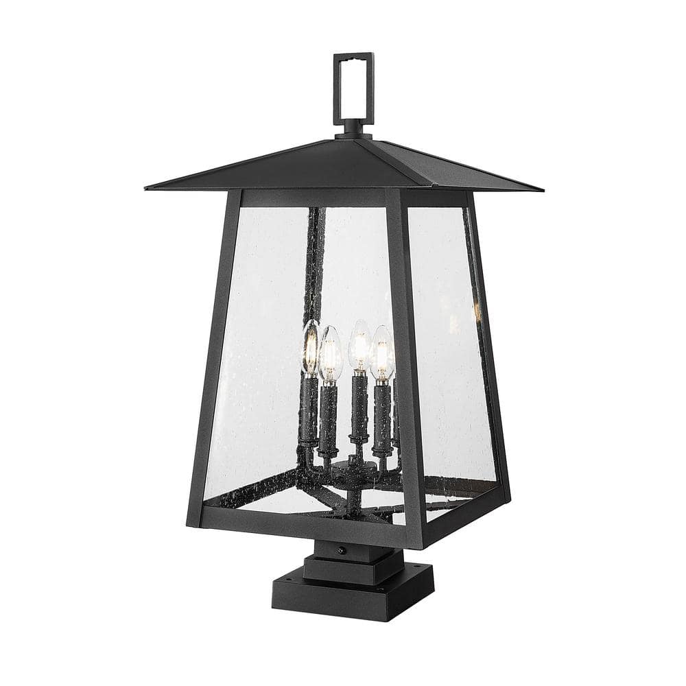 Rainer 28.5 in. 5-Light Black Aluminum Hardwired Outdoor Marine Grade Pier 