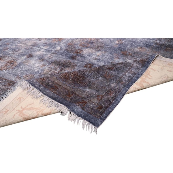 Lahore Purple/Blue 12 ft. x 15 ft. Solid Lamb's Wool Area Rug