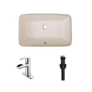 コレクション 11C CHESHIRE 21 in. Undermount Rectangular Bathroom Sink with Overflow