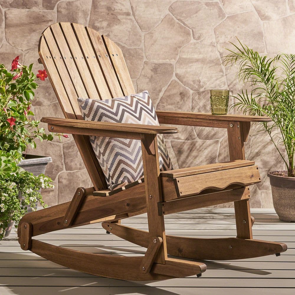 Natural Wood Outdoor Rocking Chair, Patio Adirondack Rocker NRC-61681 ...