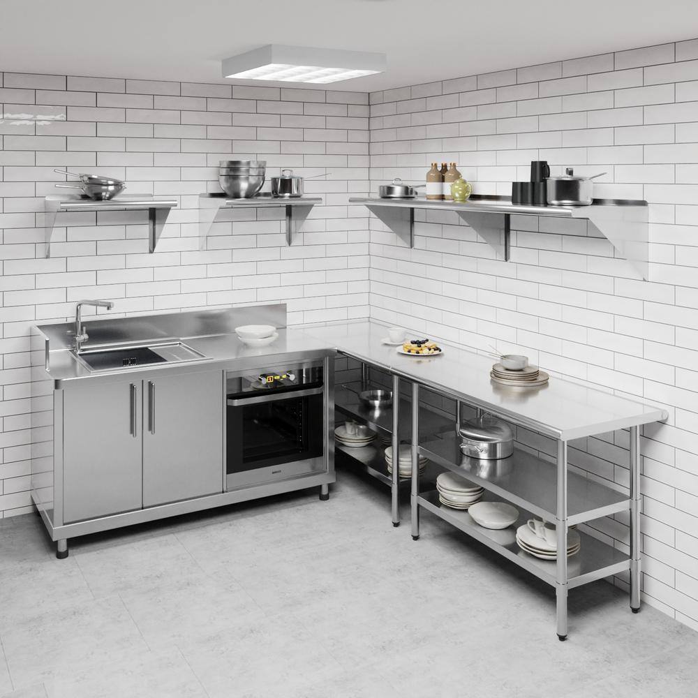 72" Long 18" Deep Stainless Steel Wall Shelf with Brackets