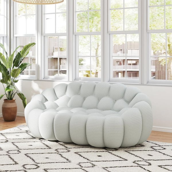 79 in. Modern Bubble Couch, Armless Comfy Fabric Loveseat Lazy Floor Curved Leisure Sofa in Gray for Small Space Bedroom