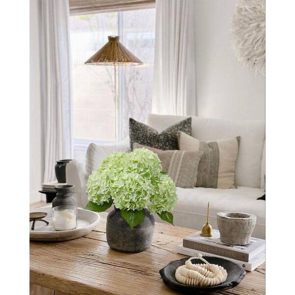 3-Piece 20 in. Light Green Hydrangea Artificial Flowers Latex Real