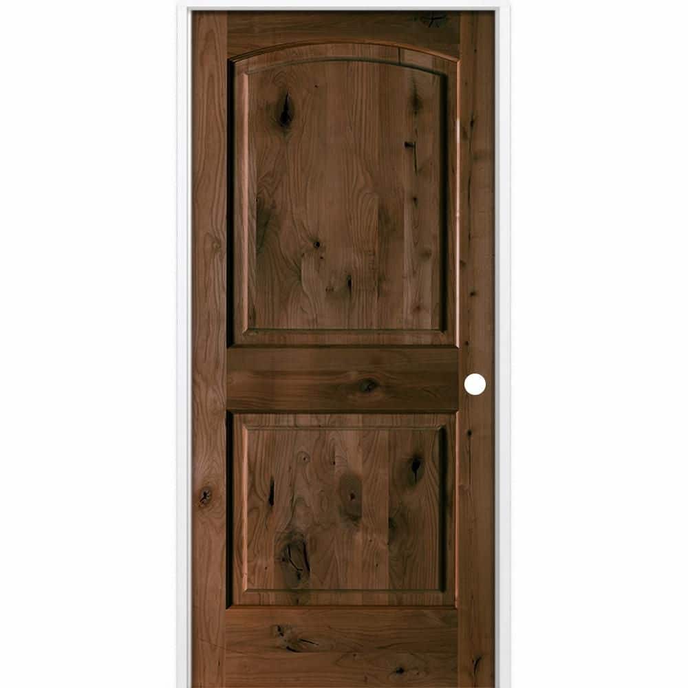 18 in. x 80 in. Rustic 2-Panel Arch Top Left-Hand Espresso Stain Knotty Alder Wood Single Prehung Interior Door price history on PriceWatchPro