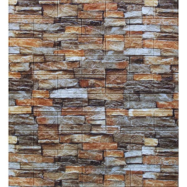 Dundee Deco Falkirk Markinch 27.6 in. x 30.3 in. Beige Brown Orange PE Foam Peel and Stick 3D Decorative Wall Panel (5-Pack)