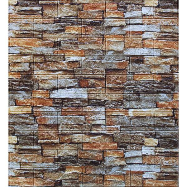 Dundee Deco Falkirk Markinch 1/4 in. x 27.6 in. x 30.3 in. Beige Brown Orange PE Foam Peel and Stick 3D Decorative Wall Panel