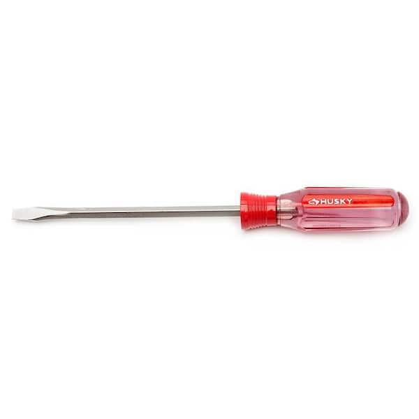 Husky 1/4 in. x 6 in. Square Shaft Standard Slotted Screwdriver