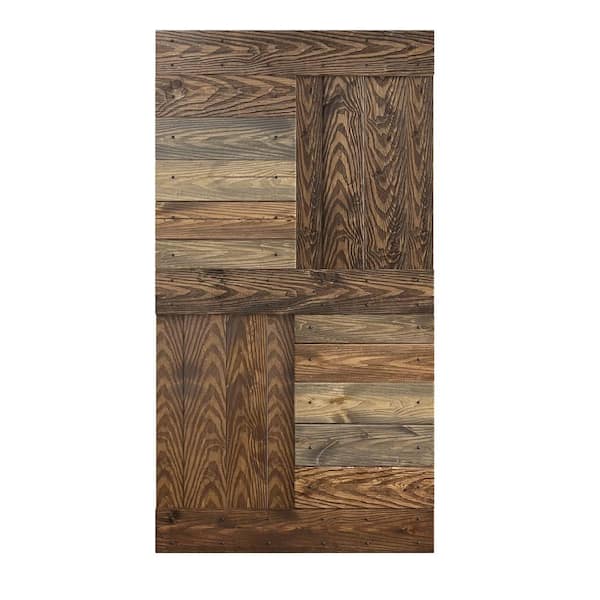 COAST SEQUOIA INC Coast Sequoia S Series Embossing 42 in. x 84 in. Dark Multi DIY Knotty Wood Sliding Door Slab