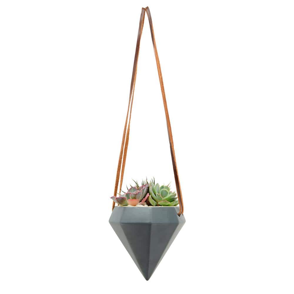 Guilford Glam Modern Dark Grey Ceramic Cone Hanging Planter