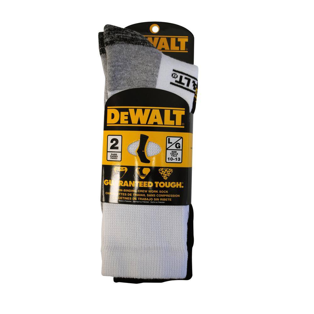 DEWALT Men's Heavy-Duty Cotton Work Socks, Fully Cushioned, Reinforced  Heel/Toe, 2-pk, Black