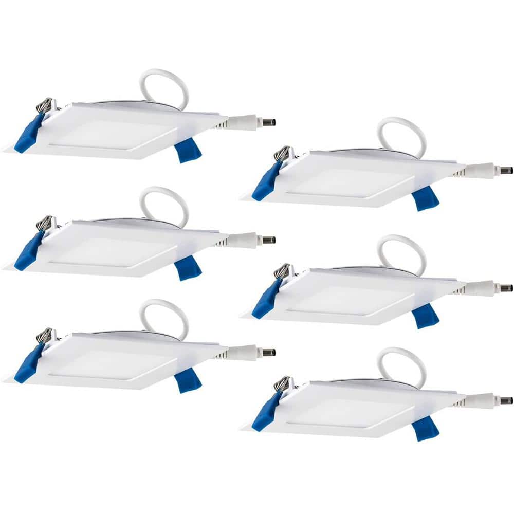 4 in. Canless 5000K New Construction Remodel Dimmable Slim Square Downlight Integrated LED Recessed Light Kit (6-Pack) price history on PriceWatchPro