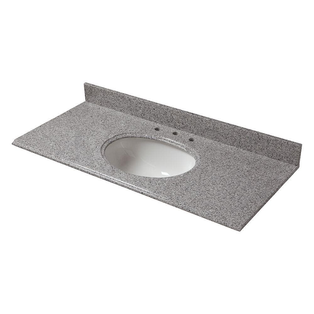 Home Decorators Collection 49 In W Granite Vanity Top In Napoli With White Bowl 49603 The Home Depot