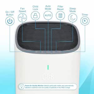 Hi-Performance Air Purifier with HEPA Filter and Air Quality Sensor for Large Rooms up to 298 sq.ft.