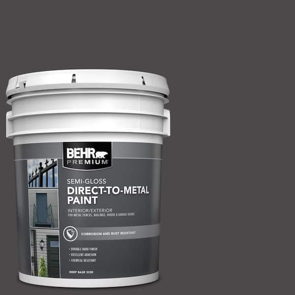 BEHR PREMIUM 5 gal. #N530-7 Private Black Semi-Gloss Direct to Metal  Interior/Exterior Paint 323005 - The Home Depot