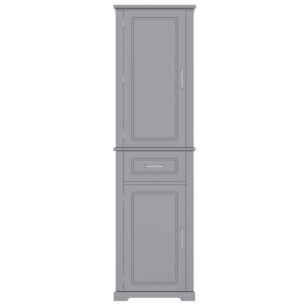 40 in. W x 16 in. D x 72 in. H Gray MDF Linen Cabinet with 4-Doors and Adjustable Shelf