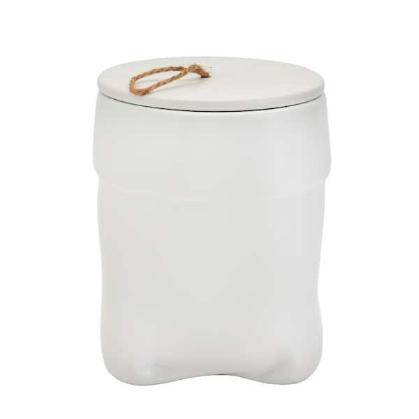 Marble Kitchen Canisters with Bamboo Lids, White Ceramic (3 Sizes