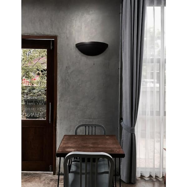 Ambiance Collection 15 in. 1 Light Carbon Matte Black Ceramic Wall Sconce