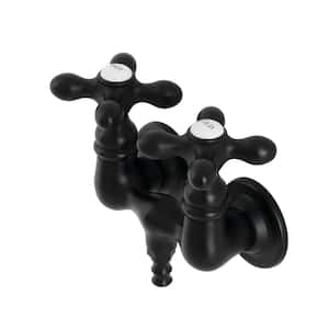 Vintage 3-3/8 in. 2-Handle Wall Mount Claw Foot Tub Faucet in Matte Black