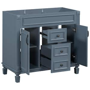 35.1 in. W x 18.1 in. D x 33 in. H Bath Vanity Cabinet without Top in Blue with 2-Drawers and 2-Doors