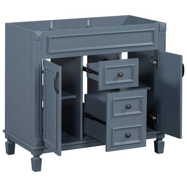 Nestfair 35.1 in. W x 18.1 in. D x 33 in. H Bath Vanity Cabinet without Top in Blue with 2-Drawers and 2-Doors