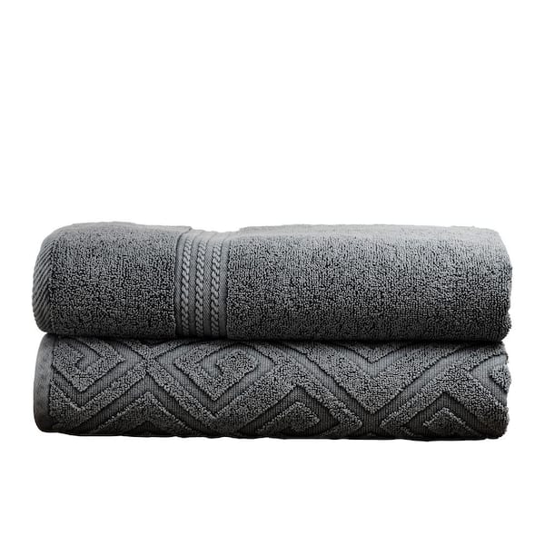 MODERN THREADS 2-Piece Charcoal Geometric Bath Towel Set