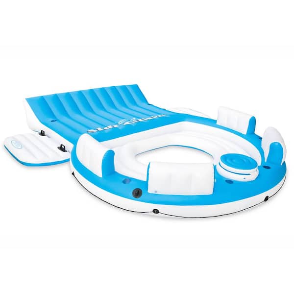 INTEX 125 in. Vinyl Inflatable Splash N Chill Lake and Pool Lounger for up to 7 Adults in Blue and White