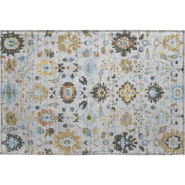Mayfield Premium Machine Washable Abstract AMF2458 Silver 2 ft. x 3 ft. Accent Rug