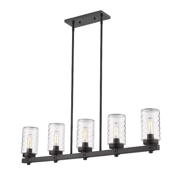 Unbranded Tahoe 5-Light Matte Black Outdoor Pendant with Clear Glass Shade