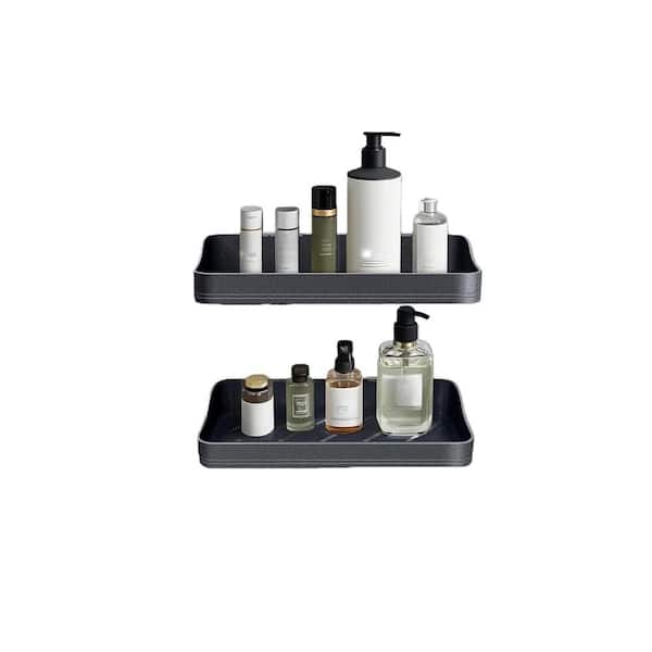 Rustproof Metal Large Capacity Bathroom Shelves for Storage, Adhesive or Drill Mounting for Kitchen Holder and Organizer