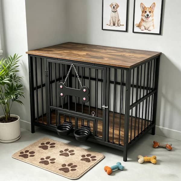 Nature 48 in Wooden Dog House Outdoor with Porch with Water