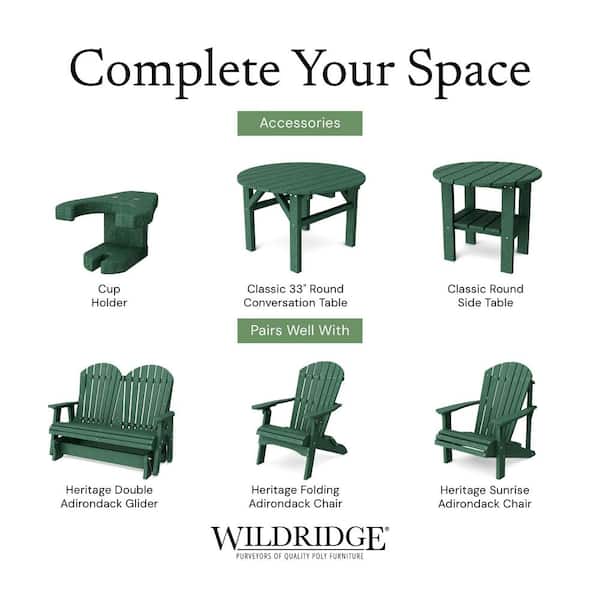Wildridge Heritage Turf Green Plastic Outdoor Upright Adirondack