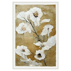 White Dry Flowers" by Tree Child 1-Piece Floater Frame Giclee Abstract Canvas Art Print 33 in. W. x 23 in.